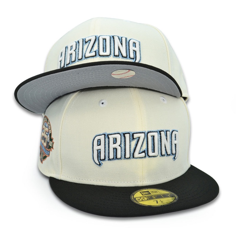 Arizona Diamondback Script 20TH ANNIVERSARY Exclusive New Era 59Fifty Fitted Hat -Chrome/Black 6 7/8