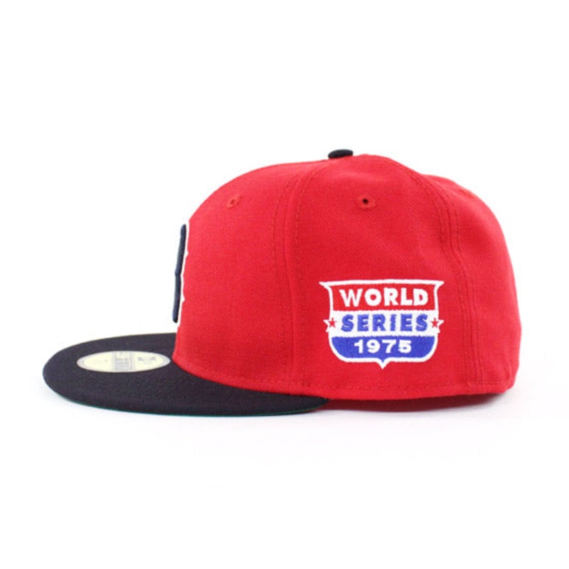 Boston Red Sox 1975 World Series Champion Patch New Era 59Fifty Fitted Hats (RED GREEN UNDER BRIM) 7 1/2