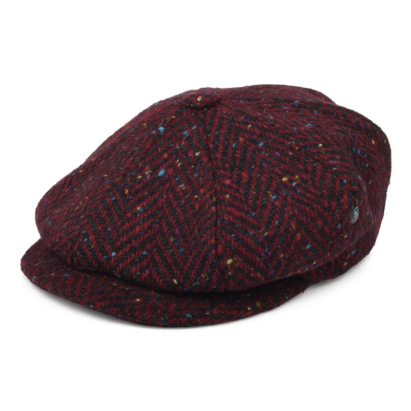 City Sport Donegal Tweed Herringbone Newsboy Cap – Dark Red S