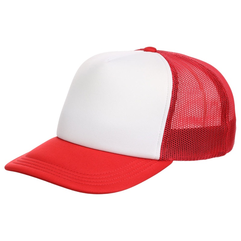Crowns By Lids Screen Foam Trucker Cap – White/Red Adjustable