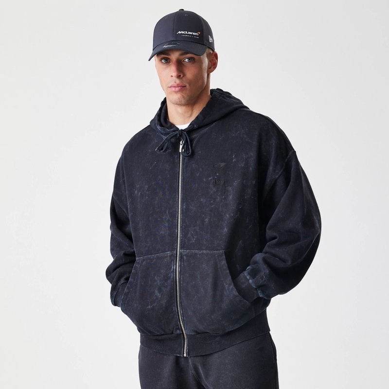 McLaren Racing Washed Black Oversized Full Zip Hoodie XS