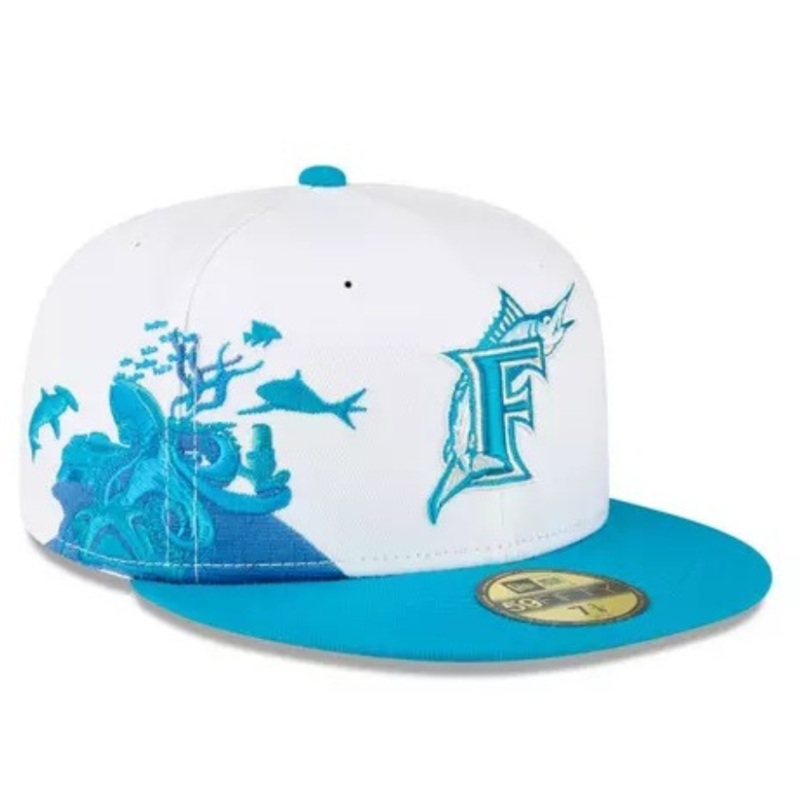 New Era Florida Marlins ‘Under The Sea’ White/teal 59FIFTY Fitted Hat
