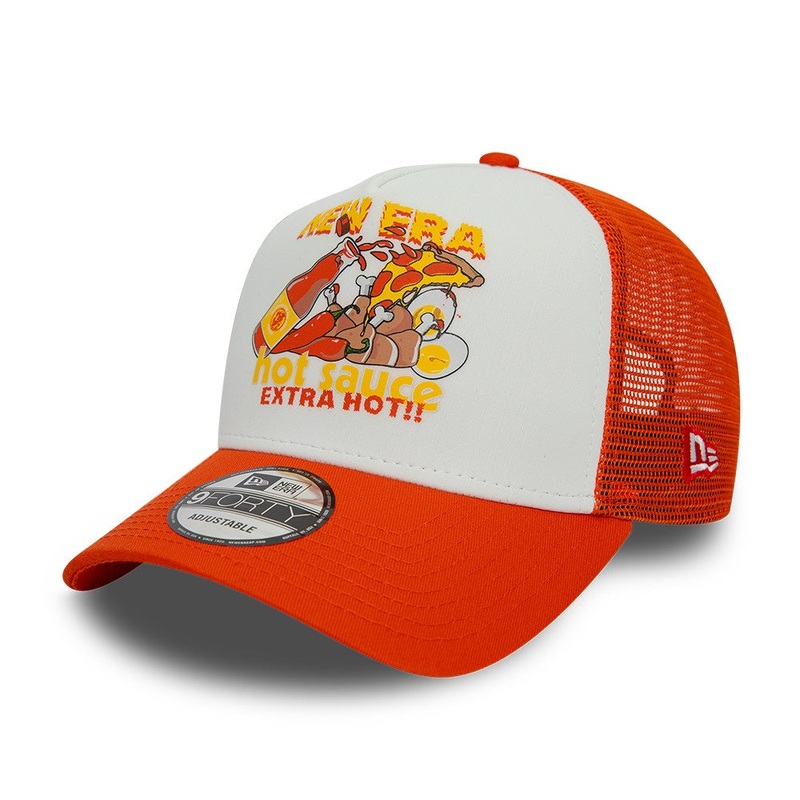 New Era Food Trucker White/Orange Cap One Size