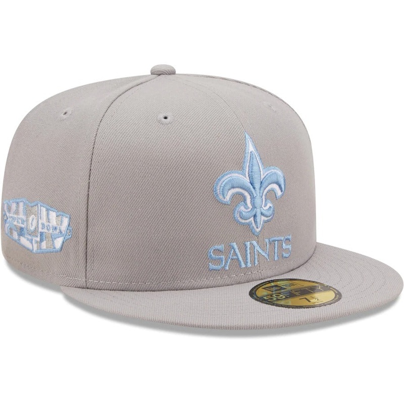 New Era New Orleans Saints Gray Super Bowl XLIV Sky Blue Undervisor 59FIFTY Fitted Hat