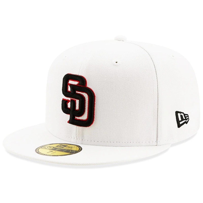 New Era White San Diego Padres 50th Anniversary Patch Red Undervisor 59FIFTY Fitted Hat