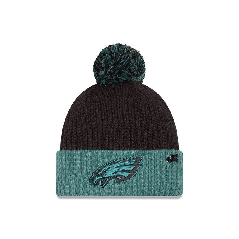 Philadelphia Eagles INSPIRE CHANGE New Era Cuffed Pom Knit Hat – Black/Green