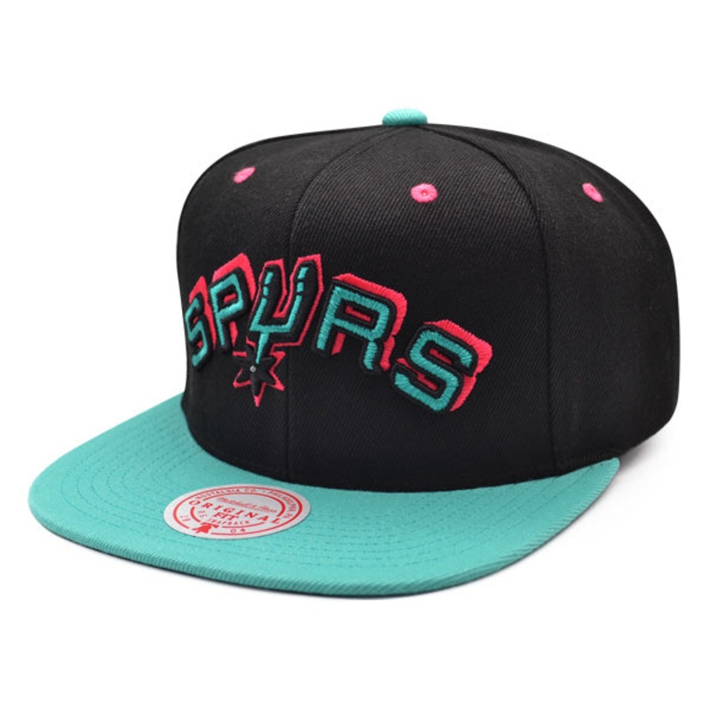 San Antonio Spurs Mitchell & Ness RELOAD Snapback NBA Hat – Black/Teal/Pink