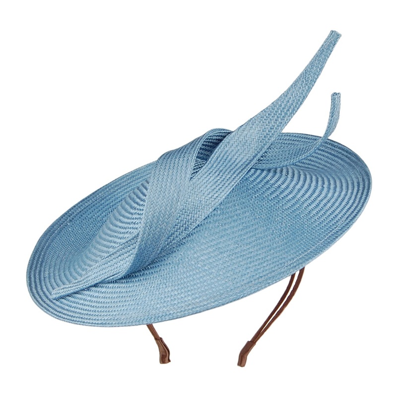 Whiteley Hats Marian Straw Disc Fascinator – Light Blue 1-Size