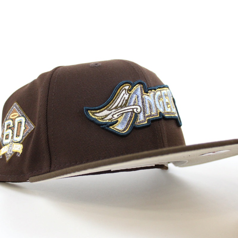 Anaheim Angels 60th Anniversary New Era 59Fifty Fitted Hat (Burnt Wood Walnut Stone Gray Under Brim) 7