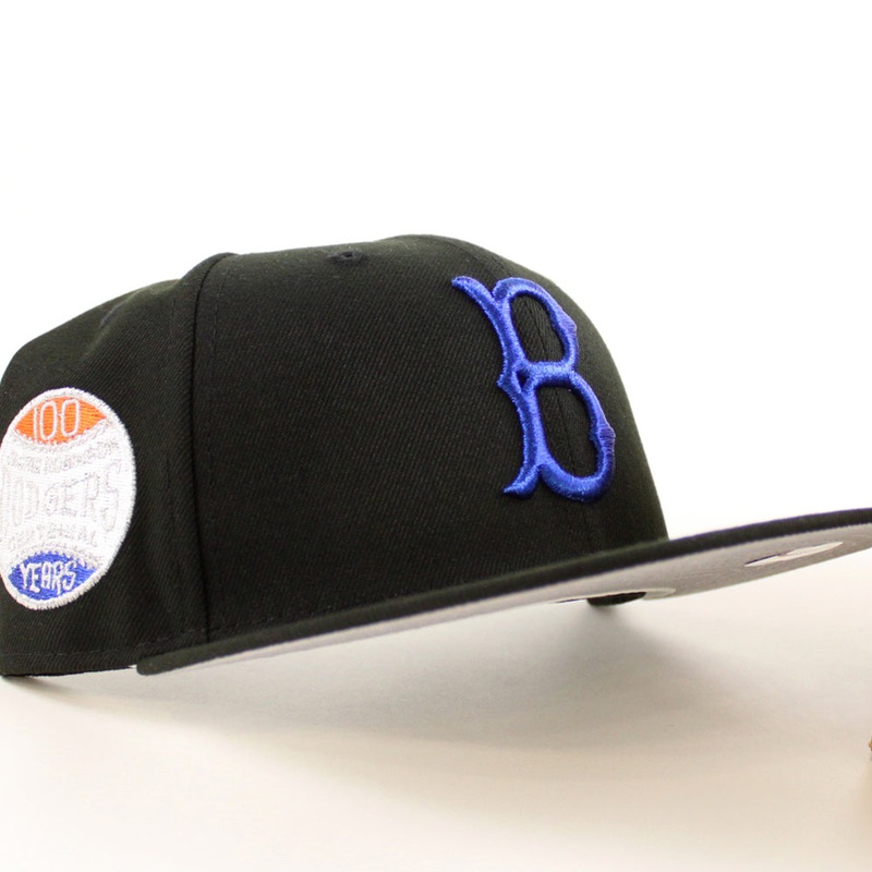 Brooklyn Dodgers 100 Years Jackie Robinson 59Fifty New Era Fitted Hat (Black Gray Under Brim) 7