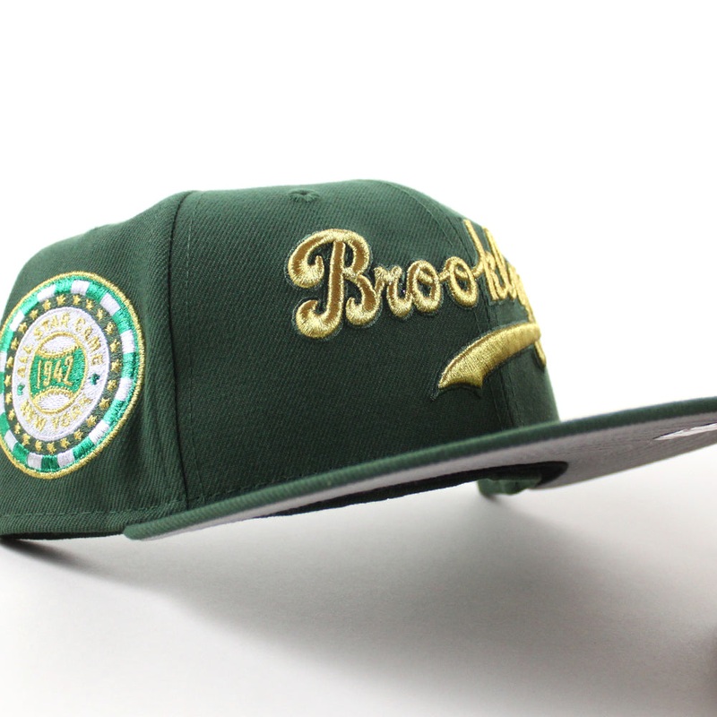BROOKLYN DODGERS 1942 All Star Game New Era 59Fifty Fitted Hat (Cilantro GREEN Gray Under Brim) 6 7/8
