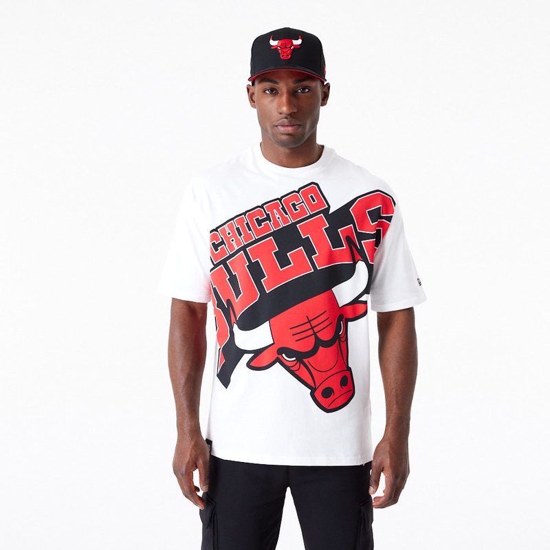 Chicago Bulls NBA Large Wordmark Oversized White Tee S