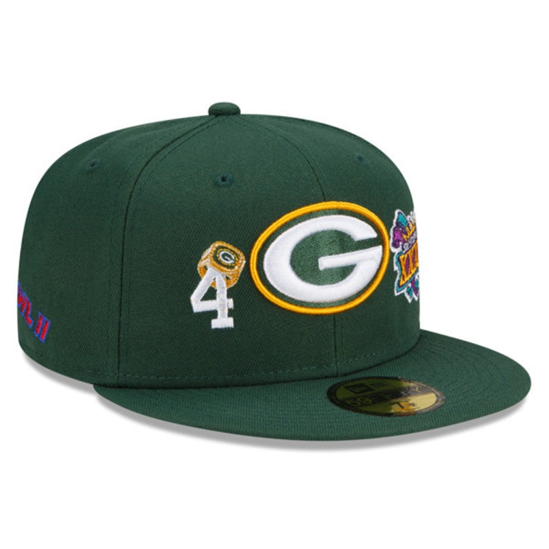 Green Bay Packers New Era NFL Exclusive COUNT THE RINGS 59Fifty Fitted Hat – Green/Gray Bottom 7