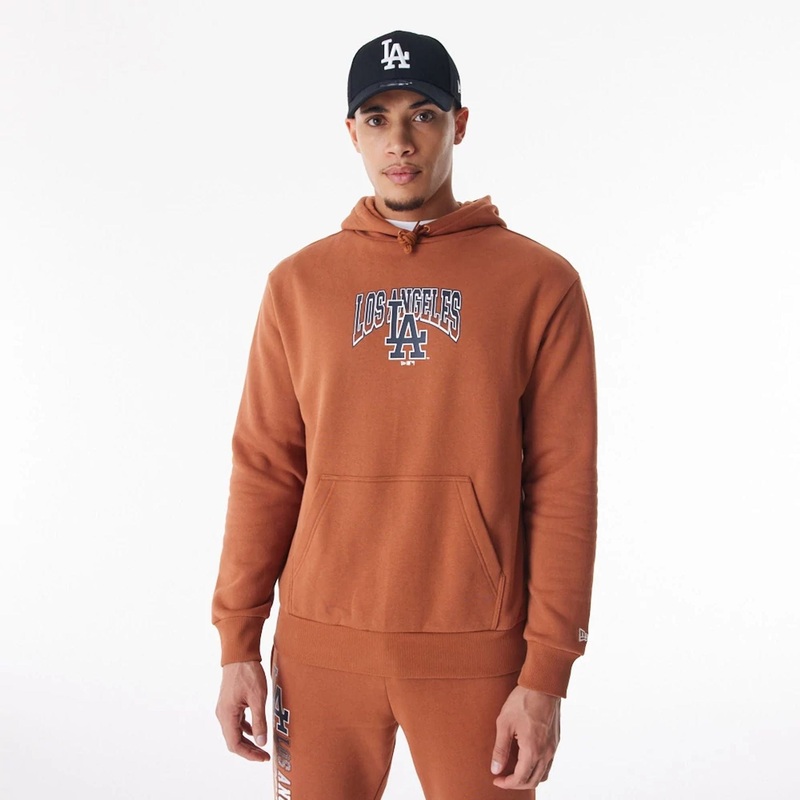 LA Dodgers MLB Gradient Brown Oversized Pullover Hoodie XS