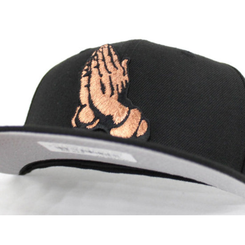 Praying Hands New Era 59Fifty Fitted Hat (Metallic Copper Air Foamposite One Gray Under Brim) 7 1/8