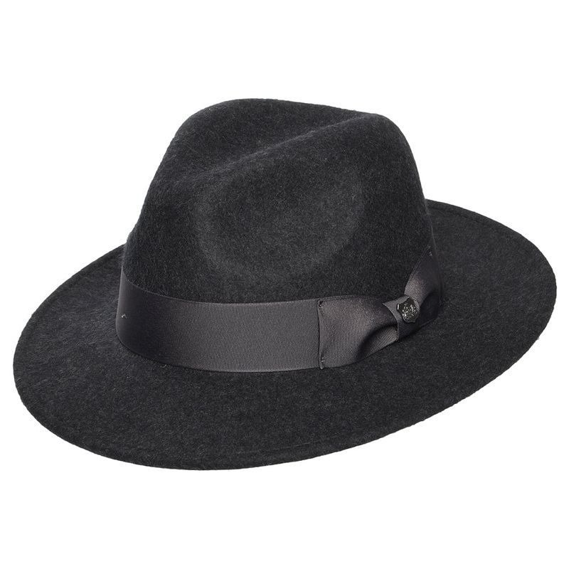 Failsworth Hats Boston Heather Wool Felt Showerproof Fedora Hat – Dark Grey S