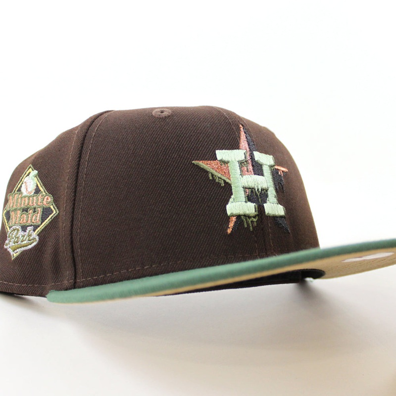 Houston Astros 40Th Anniversary New Era 59Fifty Fitted Hat (Burnt Wood Mountain Green Khaki Under Brim) 7