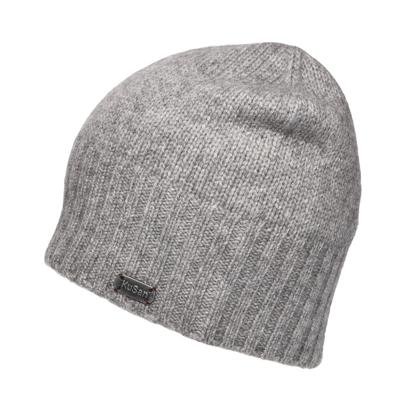 Kusan Wool-Cashmere Beanie Hat – Grey 1-Size