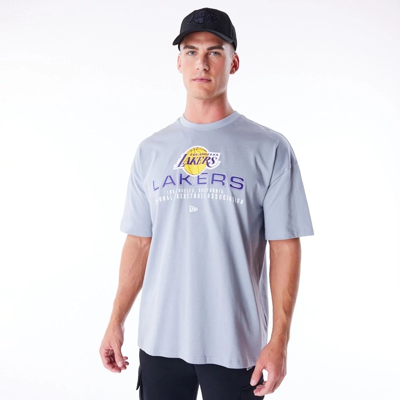 LA Lakers NBA Tech Grey Oversized T-Shirt XS