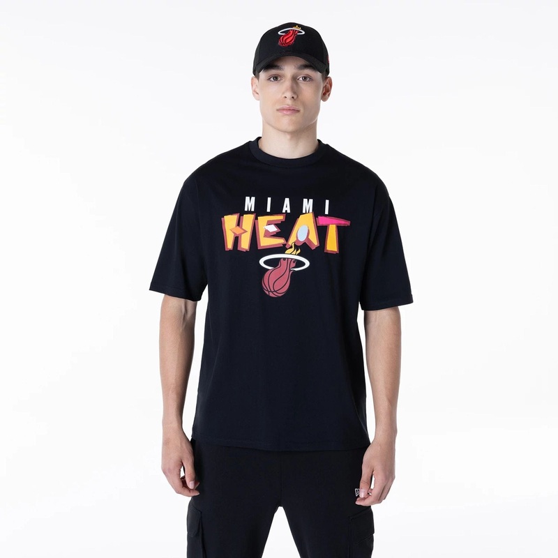 Miami Heat NBA Graphic Black Oversized T-Shirt XS