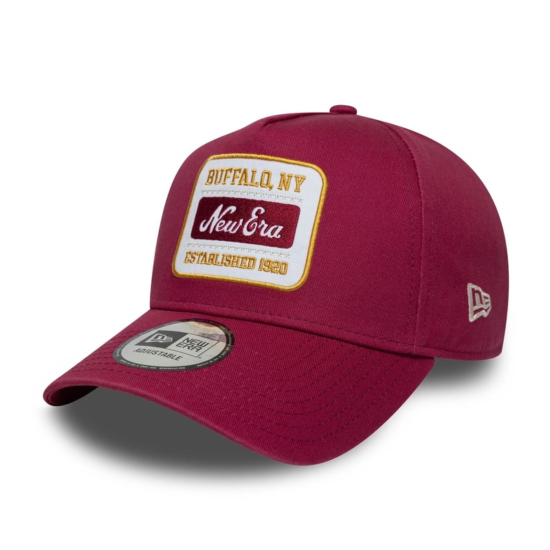 New Era Washed Patch Dark Red 9FORTY E-Frame Adjustable Cap OSFM