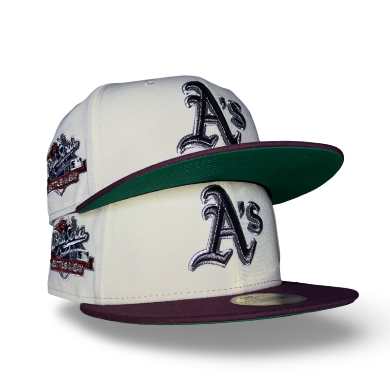 Oakland Athletics “BAY CONNECT” Exclusive New Era 59Fifty Fitted Hat – Chrome/Plum 6 7/8