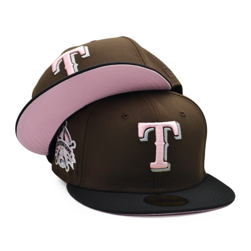 Texas Rangers 1995 ALL-STAR GAME Exclusive New Era 59Fifty Fitted Hat  Brown/Black/Pink Bottom 7