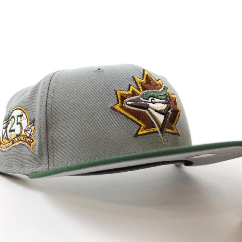 Toronto Blue Jays 25TH Season New Era 59Fifty Fitted Hat (Misty Cilantro Gray Under Brim) 7