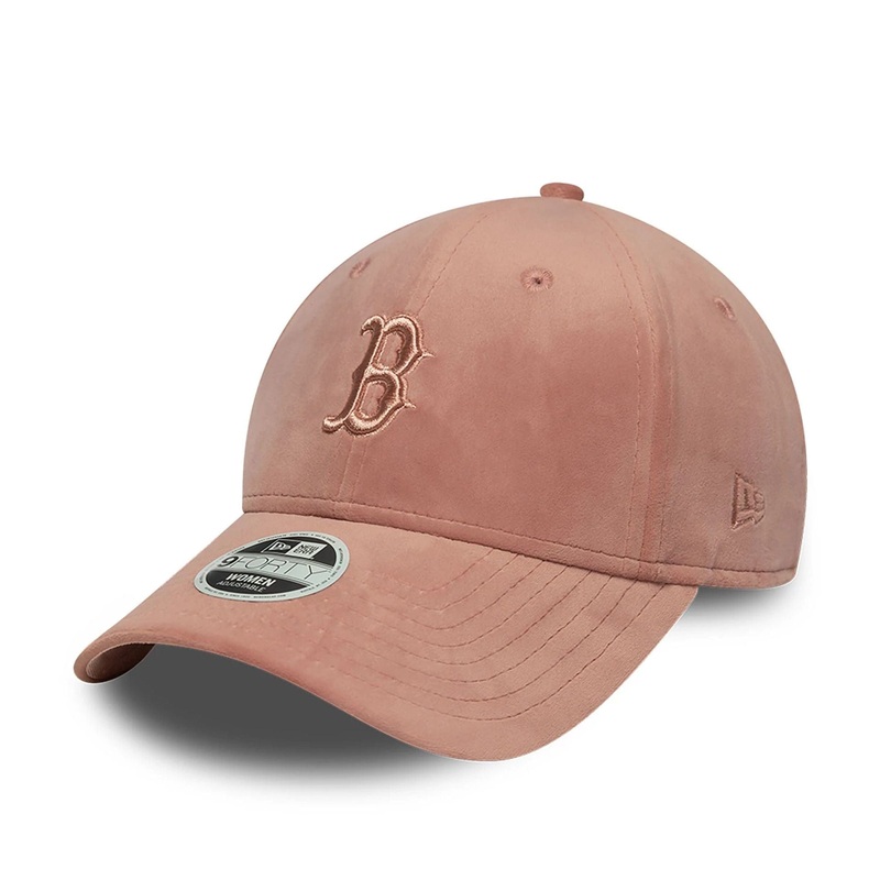 Boston Red Sox Womens Velour Midi Pastel Pink 9FORTY Adjustable Cap OSFM