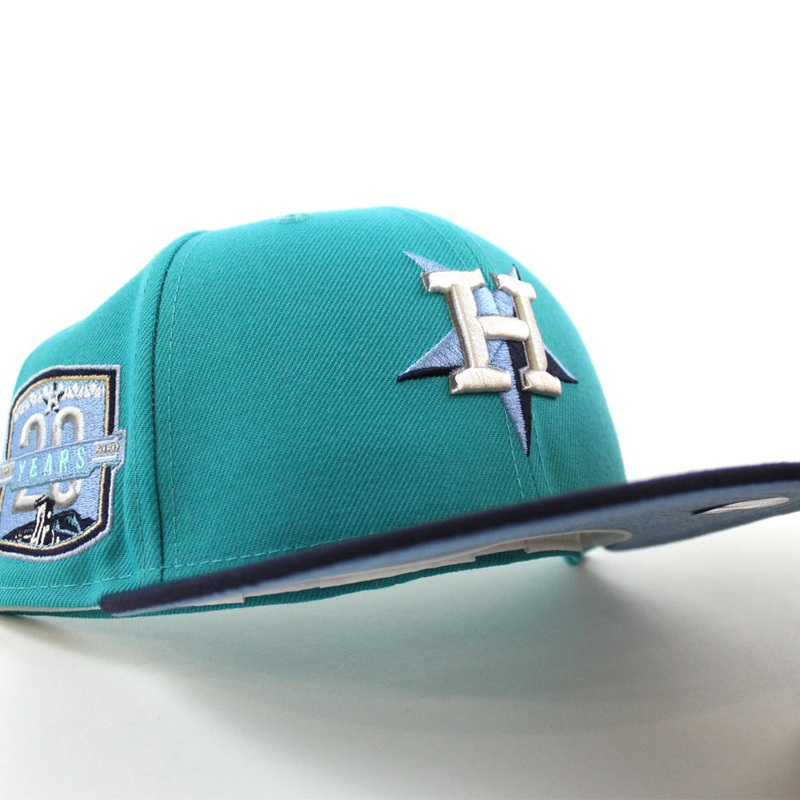 Houston Astros 20Th Anniversary New Era 59Fifty Fitted Hat (Teal Navy Sky Blue Under Brim) 7