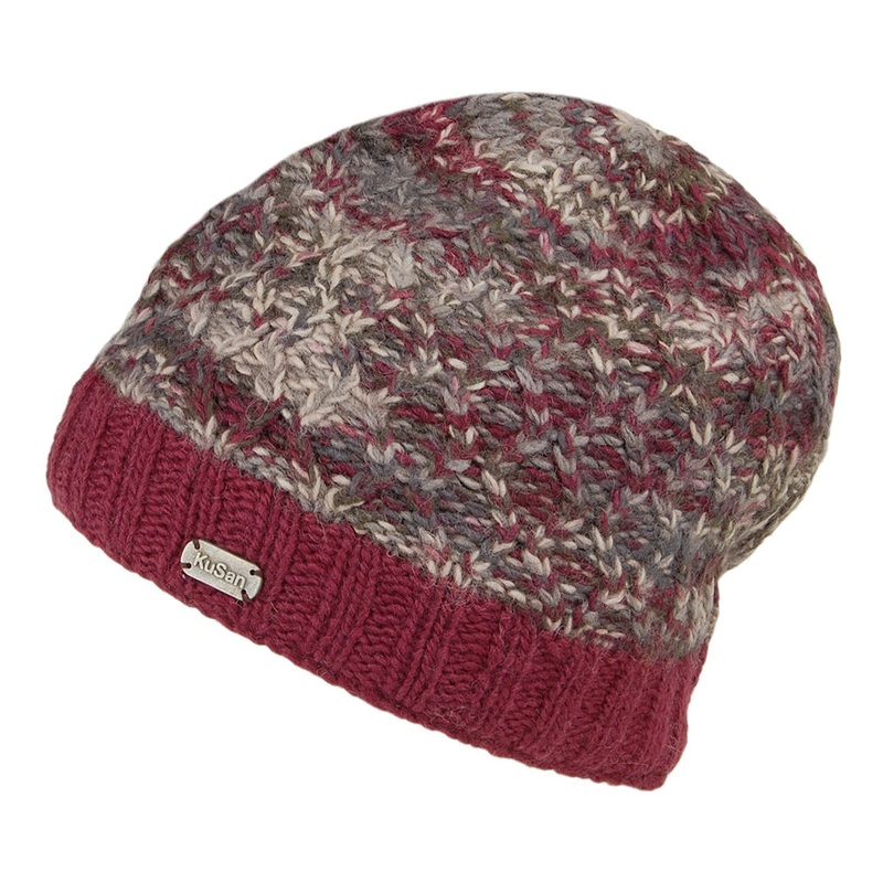 Kusan Brooklyn Double Cable Twisted Knit Beanie Hat – Burgundy-Multi 1-Size