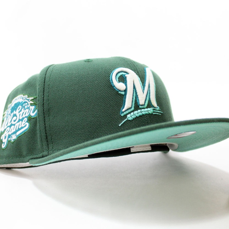 Milwaukee Brewers 2002 All-Star Game New Era 59Fifty Fitted Hat (Glow in the Dark Green Mint Under Brim) 7