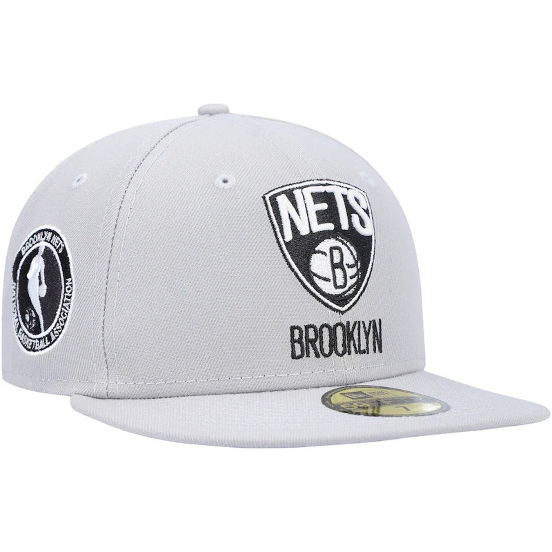 New Era Gray Brooklyn Nets Team Logoman 59FIFTY Fitted Hat