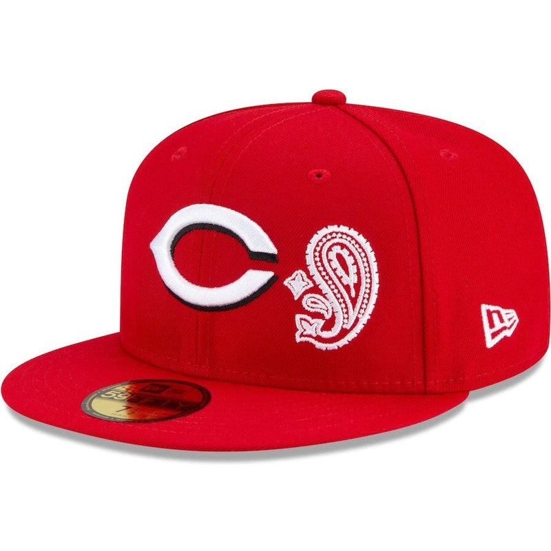 New Era Red Cincinnati Reds Patchwork Undervisor 59FIFTY Fitted Hat
