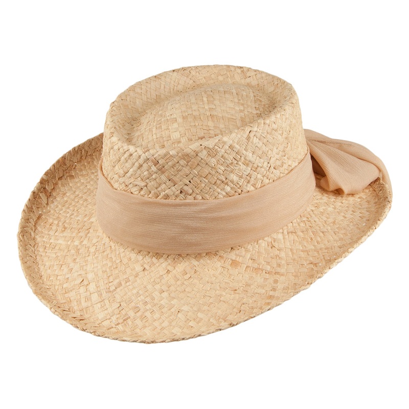 Scala Hats Porquerolles Raffia Gambler Hat with Bow – Natural with Natural 1-Size