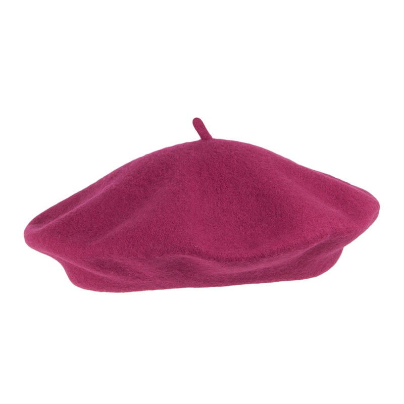Wool Fashion Beret – Raspberry 1-Size