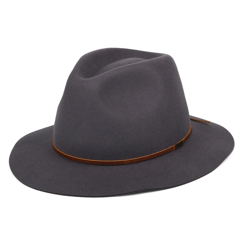Brixton Hats Wesley Wool Felt Fedora Hat – Grey Small-56cm