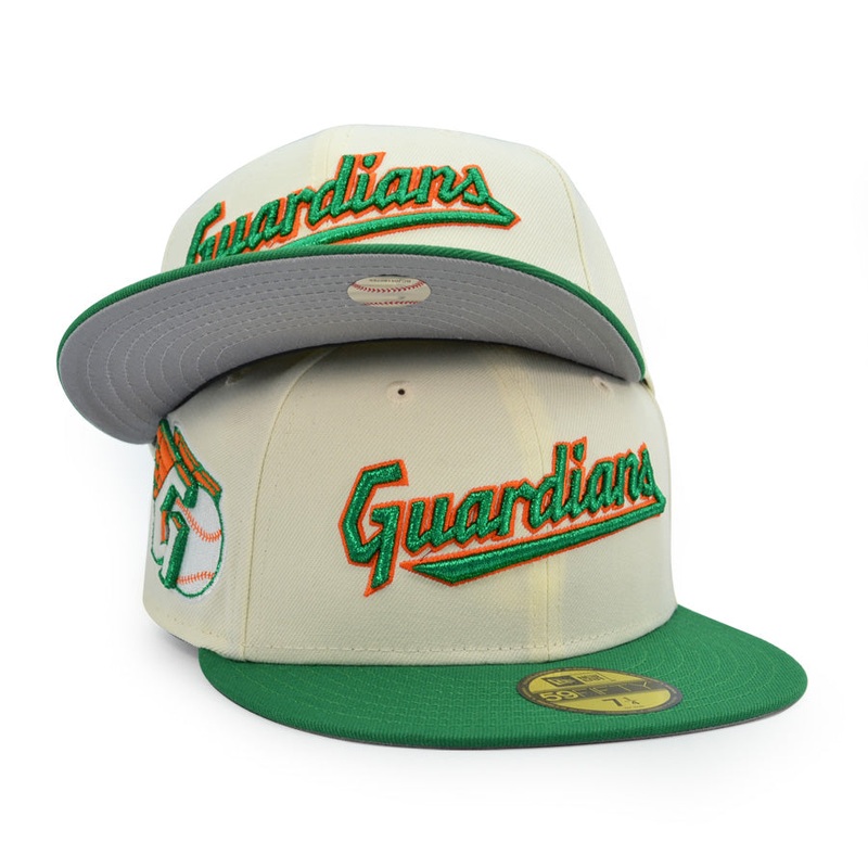 Cleveland Guardians FASTBALL Exclusive New Era 59Fifty Fitted Hat – Chrome/Bot Green 6 7/8