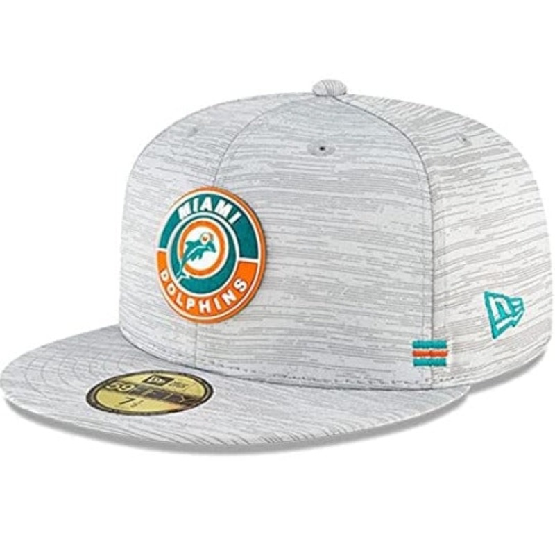 New Era Miami Dolphins Gray 2020 NFL Sideline Official Historic 59FIFTY Fitted Hat