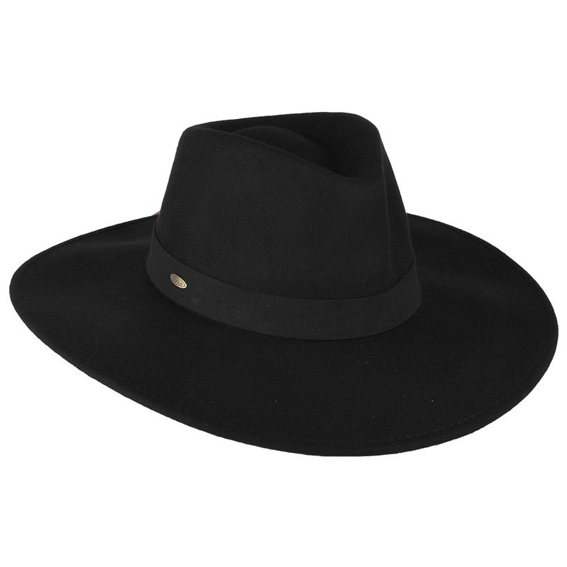 Scala Hats Inaki Wool Felt Safari Fedora Hat – Black 1-Size