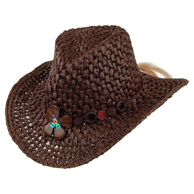Scala Hats Prairie Crocheted Toyo Shapeable Cowboy Hat – Brown 1-Size