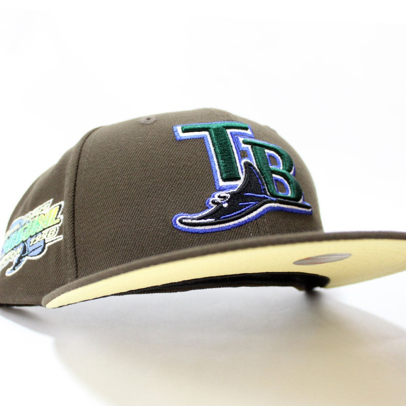Tampa Bay Devil Rays 1998 Inaugural Season New Era 59Fifty Fitted Hat (Walnut Soft Yellow Under Brim) 7