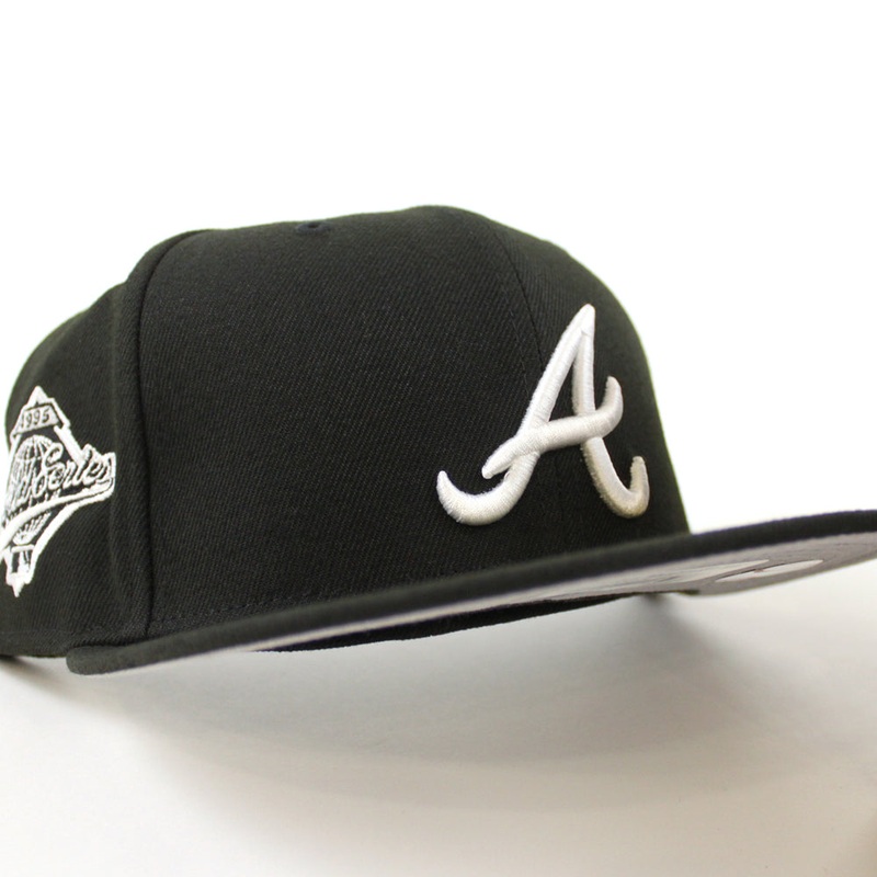 Atlanta Braves World Series New Era 59Fifty Fitted hat (Black White Gray Under Brim) 7