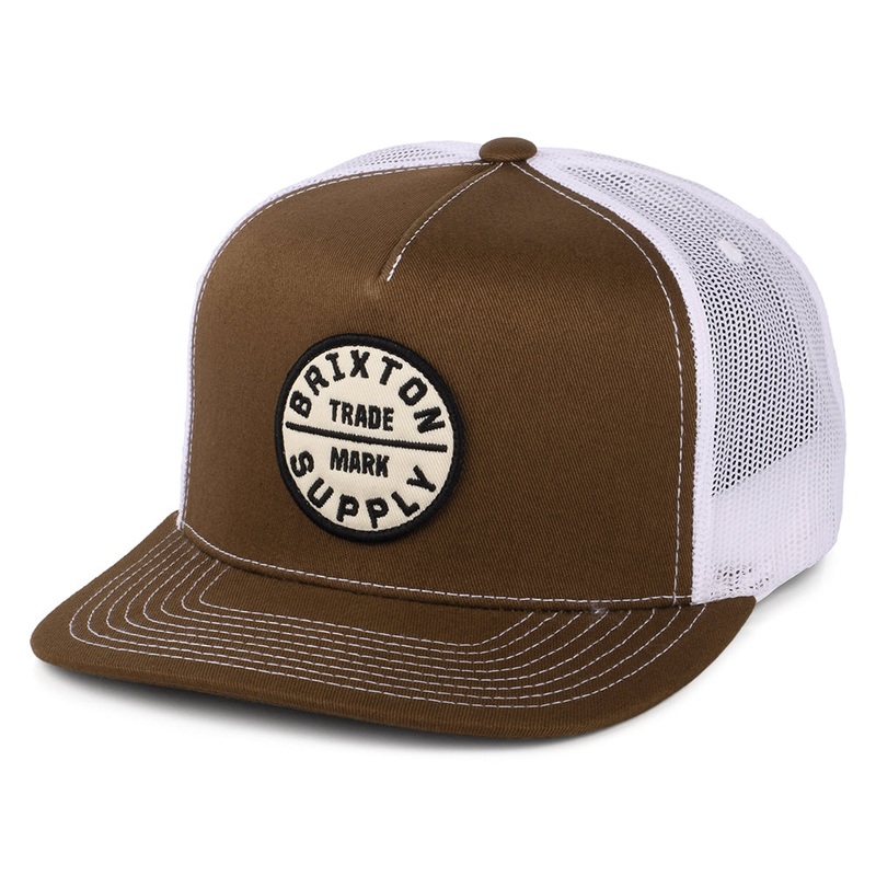Brixton Hats Oath MP Trucker Cap – Brown-White Adjustable