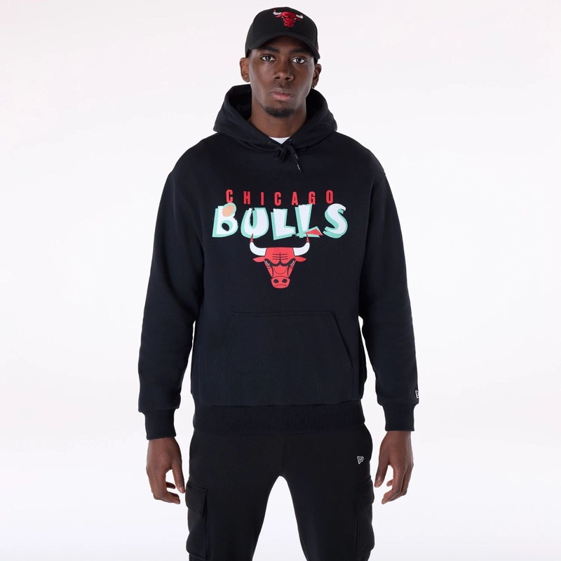 Chicago Bulls NBA Graphic Oversized Pullover Hoodie XS