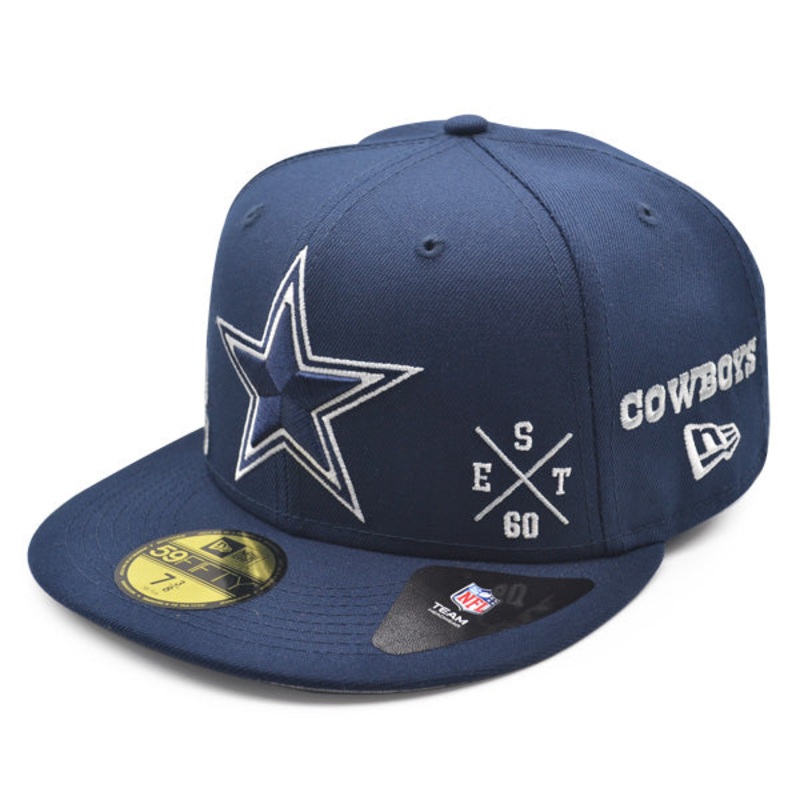 Dallas Cowboys MULTI-LOGO Exclusive New Era 59Fifty Fitted NFL Hat – Navy/Gray UV 7