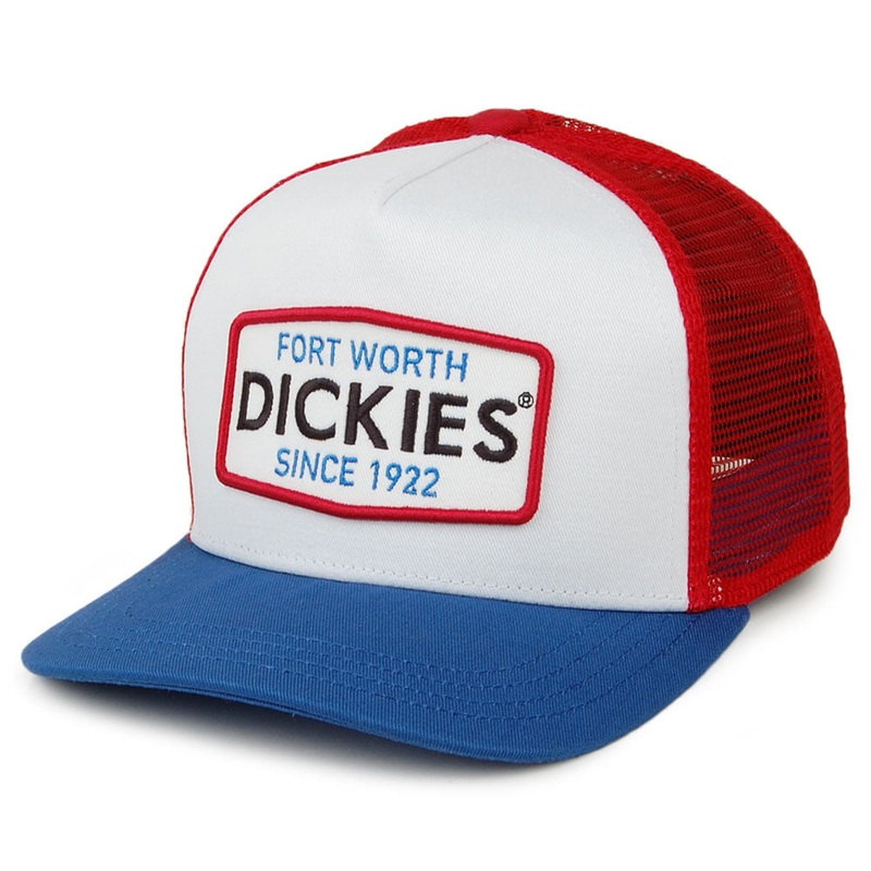 Dickies Hats Millen Trucker Cap – White-Red Adjustable