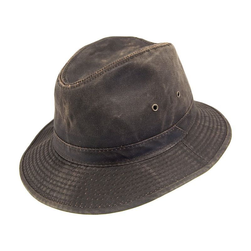 Dorfman Pacific Hats Weathered Cotton Safari Fedora – Brown M