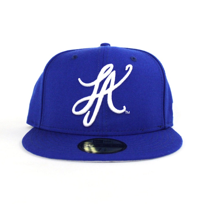 LA Script New Era 59Fifty Hat (LA DODGERS COLORS GRAY UNDER BRIM) 7