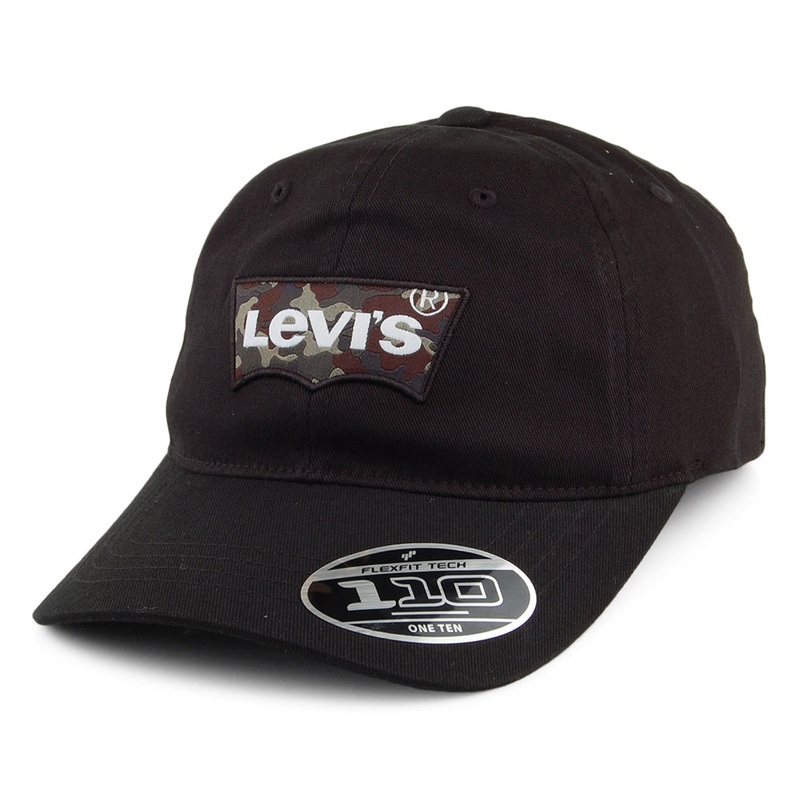 Levi’s Hats Big Batwing Baseball Cap with Camo Logo – Black Adjustable